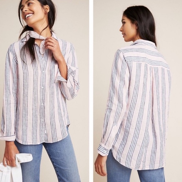 Grayson Tumbled Linen The Hero Pink white blue size 2